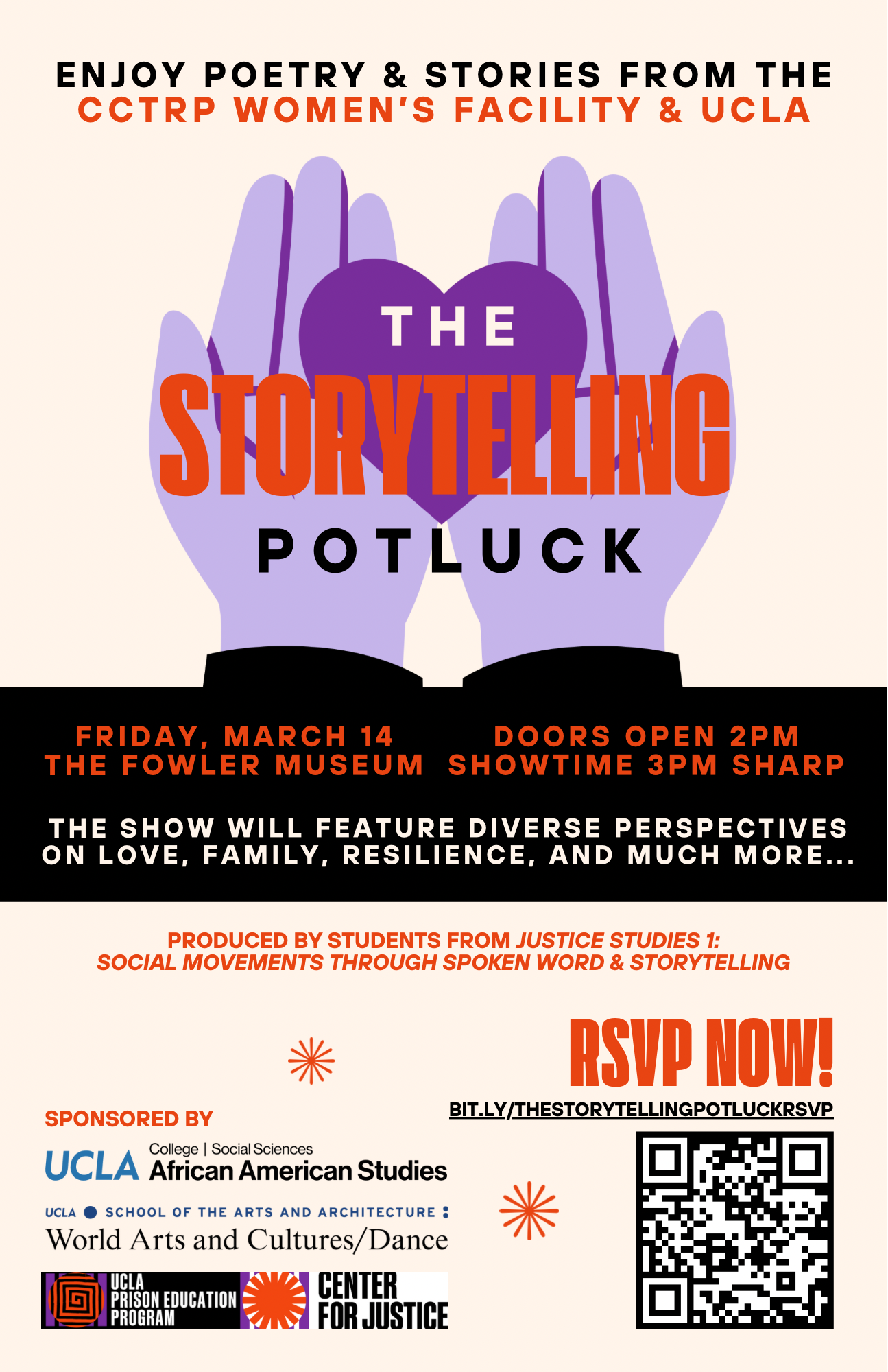 The Storytelling Potluck event flyer